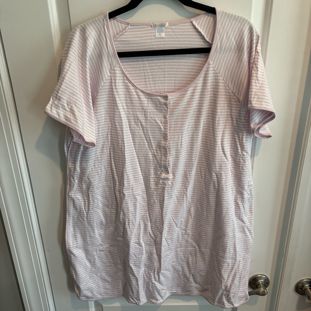 LAKE Pajamas Pima Maternity Short-Long Set in English Rose Stripe